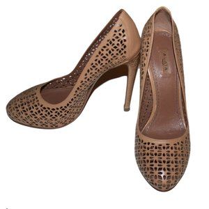Alaia Paris Laser Cut Beige Platform Pumps 38.5